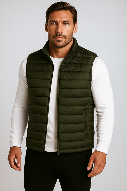 Premium Herren Dunkelgrüne Steppweste