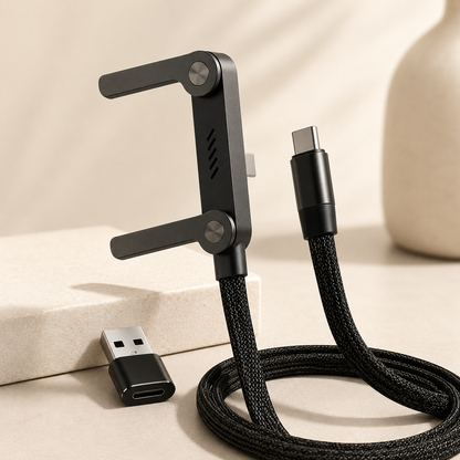 Faltbares 240W Schnellladekabel mit integriertem Smartphone-Ständer