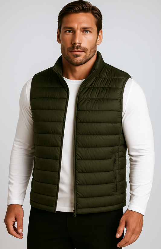 Premium Herren Dunkelgrüne Steppweste